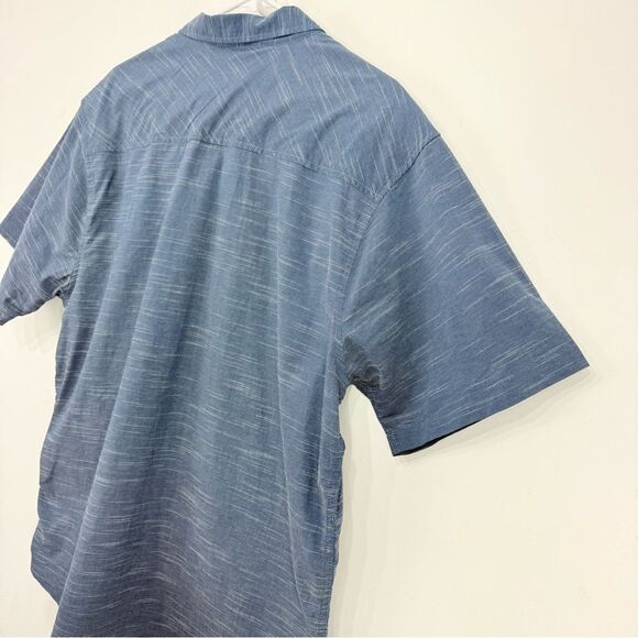 Kavu Blue Mottled Button Up Short Sleeve Casual Performance Shirt - Picture 10 of 15
